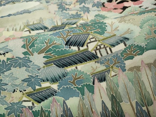 平和屋着物●本加賀友禅作家　束藤岳　黒留袖　風景草花文　暈し染め　正絹　逸品　CABL8675ut