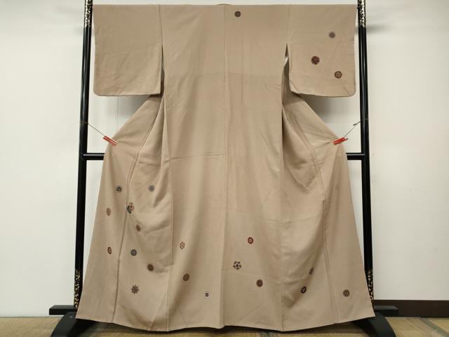 平和屋着物●訪問着　作家物　吉祥花文金彩　金彩　鬼しぼ縮緬　正絹　逸品　CABL8679ut