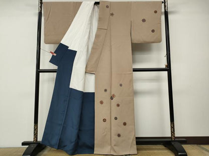 平和屋着物●訪問着　作家物　吉祥花文金彩　金彩　鬼しぼ縮緬　正絹　逸品　CABL8679ut