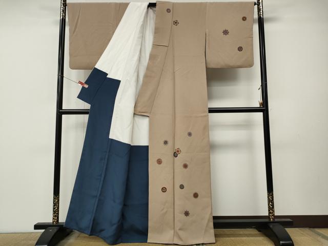 平和屋着物●訪問着　作家物　吉祥花文金彩　金彩　鬼しぼ縮緬　正絹　逸品　CABL8679ut