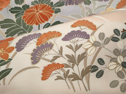 平和屋着物●訪問着　刺繍　草花文　暈し染め　金彩　正絹　逸品　CABL8681ut