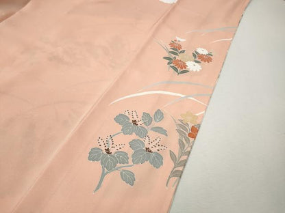 平和屋着物●訪問着　刺繍　草花文　暈し染め　金彩　正絹　逸品　CABL8681ut