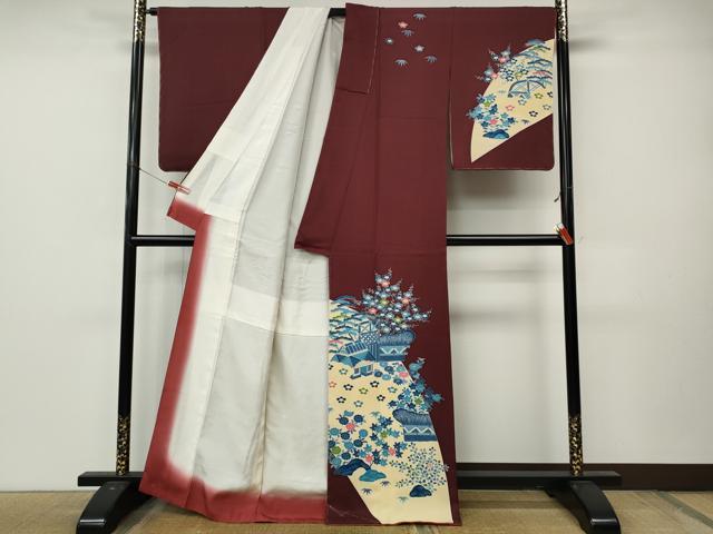 平和屋着物●人間国宝　五代　田畑喜八　訪問着　風景草花文　正絹　逸品　未使用　CABL8687ut