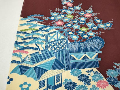 平和屋着物●人間国宝　五代　田畑喜八　訪問着　風景草花文　正絹　逸品　未使用　CABL8687ut