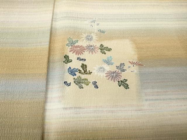 平和屋着物●名門・上野家　四代目 上野真(二代目 上野為二)　訪問着　色紙草花文　お召縮緬　正絹　逸品　CABL8688ut