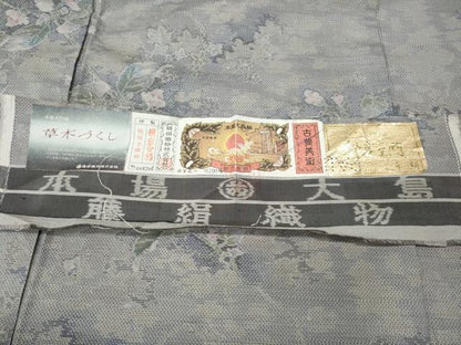 平和屋着物●都喜ヱ門　本場大島紬　白大島　7マルキ　総絣　草木づくし　藤絹織物謹製　証紙付き　正絹　逸品　CABL8689ut