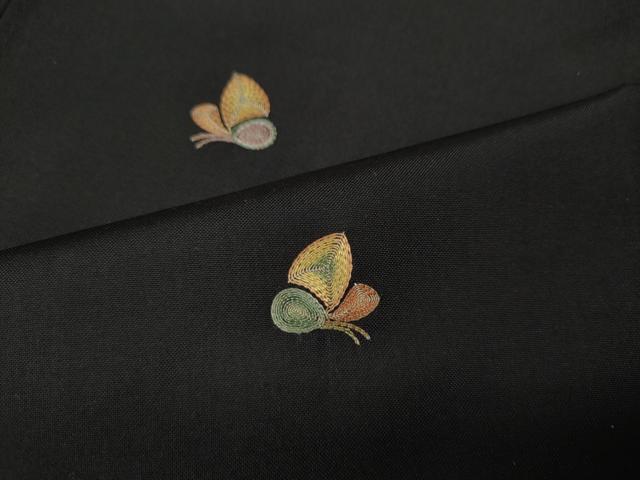 平和屋着物●本場縞大島紬　総刺繍　舞蝶文　正絹　逸品　CABL8694ut
