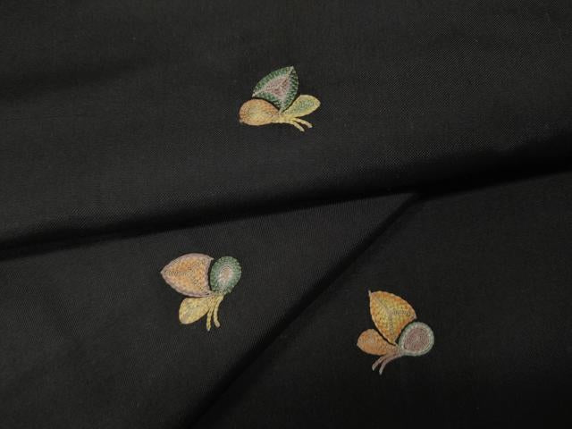 平和屋着物●本場縞大島紬　総刺繍　舞蝶文　正絹　逸品　CABL8694ut