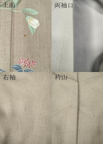 平和屋着物●訪問着　作家物　紬地　枝花文　暈し染め　正絹　逸品　CABL8703ut