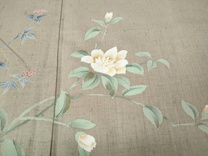 平和屋着物●訪問着　作家物　紬地　枝花文　暈し染め　正絹　逸品　CABL8703ut