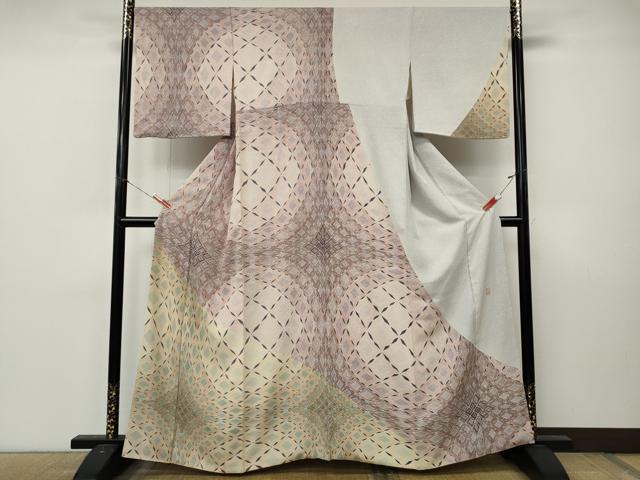 平和屋着物●訪問着　友禅　作家物　菱吉祥文　正絹　逸品　CABL8706ut