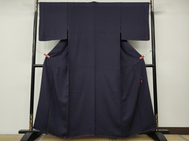 平和屋着物●染色作家　草野一騎　色無地　ワンポイント　猫　濃鼠色　正絹　逸品　未使用　CABL8707ut