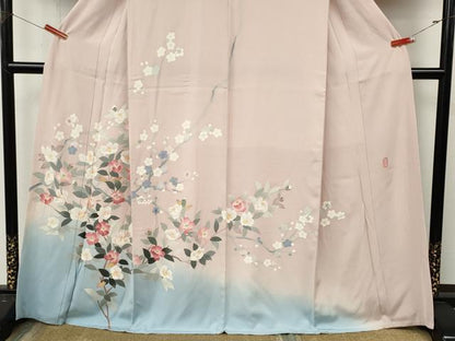 平和屋着物●本加賀友禅作家　成竹登茂男　訪問着　枝花文　暈し染め　正絹　逸品　CABL8714ut