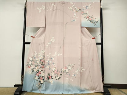 平和屋着物●本加賀友禅作家　成竹登茂男　訪問着　枝花文　暈し染め　正絹　逸品　CABL8714ut