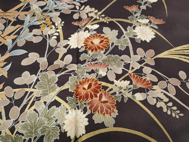 平和屋着物●訪問着　駒刺繍　草花文　金彩　正絹　逸品　CABL8716ut