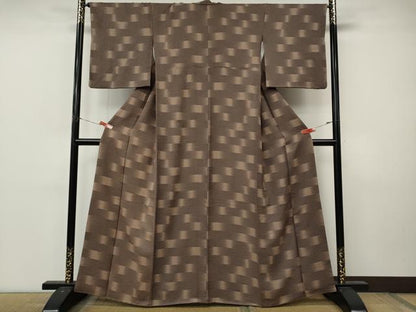 平和屋着物●上質な小紋　変わり市松　暈し染め　正絹　逸品　CABL8723ut