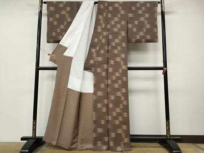 平和屋着物●上質な小紋　変わり市松　暈し染め　正絹　逸品　CABL8723ut
