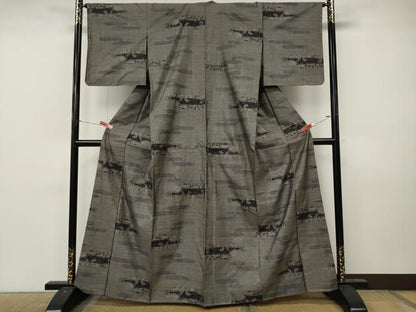 平和屋着物●本場大島紬　9マルキ　エ霞蔦の葉花文　正絹　逸品　未使用　CABL8727ut