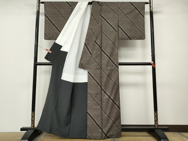 平和屋着物●本場大島紬　7マルキ　斜線文　正絹　逸品　CABL8729ut