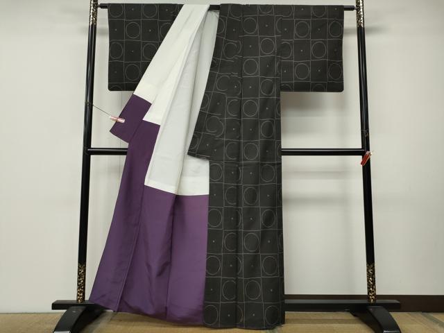 平和屋着物●本場大島紬　7マルキ　格子丸文　正絹　逸品　CABL8731ut