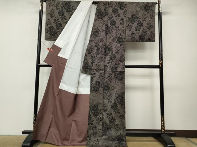 平和屋着物●本場大島紬　7マルキ　草花文　正絹　逸品　CABL8732ut