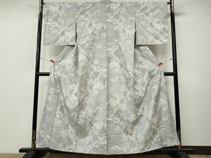 平和屋着物●本場大島紬　白大島　9マルキ　風景樹林文　正絹　逸品　CABL8733ut