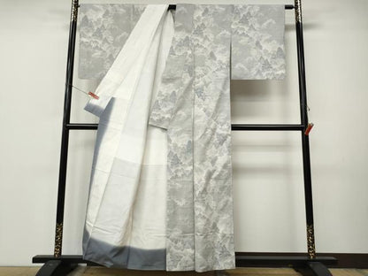 平和屋着物●本場大島紬　白大島　9マルキ　風景樹林文　正絹　逸品　CABL8733ut