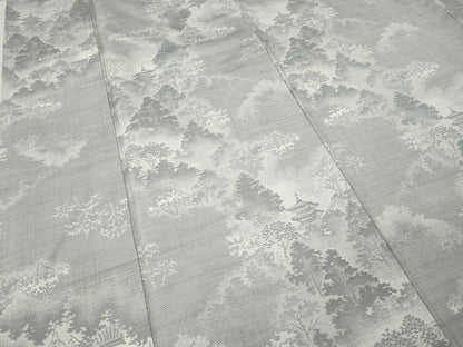 平和屋着物●本場大島紬　白大島　9マルキ　風景樹林文　正絹　逸品　CABL8733ut