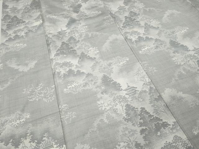平和屋着物●本場大島紬　白大島　9マルキ　風景樹林文　正絹　逸品　CABL8733ut