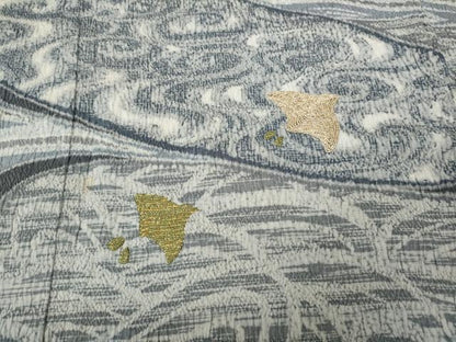 平和屋着物●訪問着　大渕隆二　駒刺繍　千鳥立波文　金彩　正絹　逸品　CABL8734ut