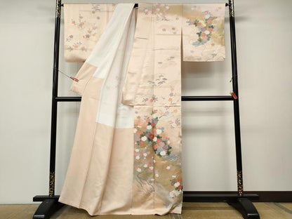 平和屋着物●訪問着　駒刺繍　花筏　暈し染め　金彩　正絹　逸品　CABL8743ut