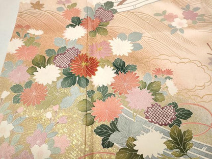 平和屋着物●訪問着　駒刺繍　花筏　暈し染め　金彩　正絹　逸品　CABL8743ut