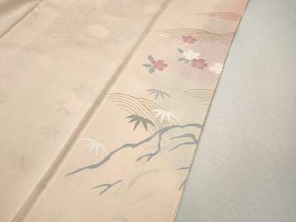 平和屋着物●訪問着　駒刺繍　花筏　暈し染め　金彩　正絹　逸品　CABL8743ut