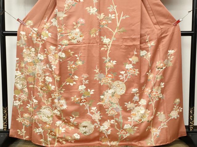 平和屋着物●創業460年・千總　訪問着　駒刺繍　几帳枝花文　金彩　正絹　逸品　CABL8744ut