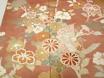 平和屋着物●創業460年・千總　訪問着　駒刺繍　几帳枝花文　金彩　正絹　逸品　CABL8744ut