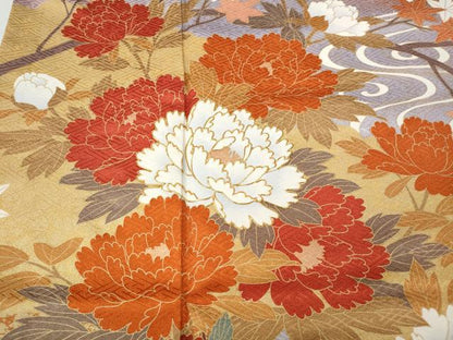 平和屋着物●豪華振袖　草木友禅　駒刺繍　花筏　暈し染め　金彩　正絹　逸品　CABL8745ut