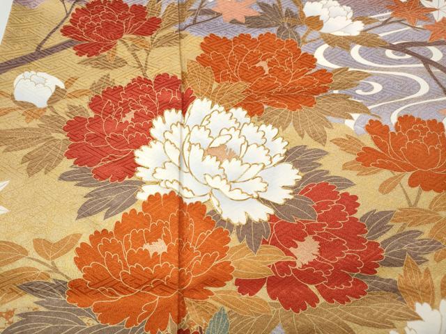 平和屋着物●豪華振袖　草木友禅　駒刺繍　花筏　暈し染め　金彩　正絹　逸品　CABL8745ut
