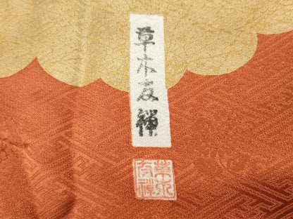 平和屋着物●豪華振袖　草木友禅　駒刺繍　花筏　暈し染め　金彩　正絹　逸品　CABL8745ut