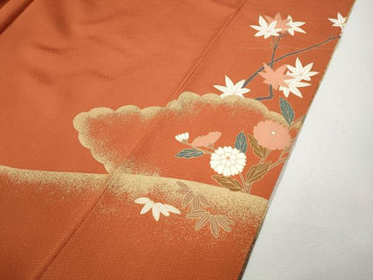 平和屋着物●豪華振袖　草木友禅　駒刺繍　花筏　暈し染め　金彩　正絹　逸品　CABL8745ut