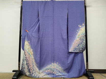 平和屋着物●豪華振袖　絞り　立波枝花文　暈し染め　金通し地　正絹　逸品　CABL8746ut
