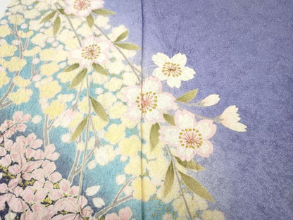 平和屋着物●豪華振袖　絞り　立波枝花文　暈し染め　金通し地　正絹　逸品　CABL8746ut