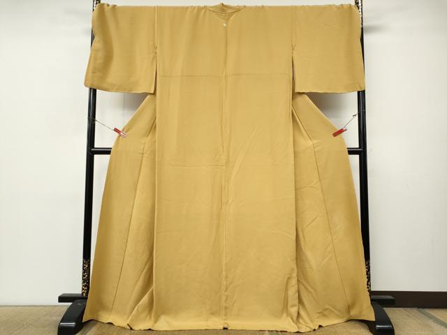 平和屋着物●上質な色無地　黃朽葉色　ロング丈　正絹　逸品　CABL8749ut