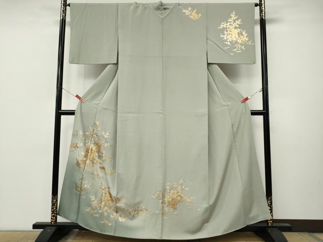 平和屋着物●訪問着　御所車花文　暈し染め　金銀彩　やまと誂製　正絹　逸品　CABL8751ut