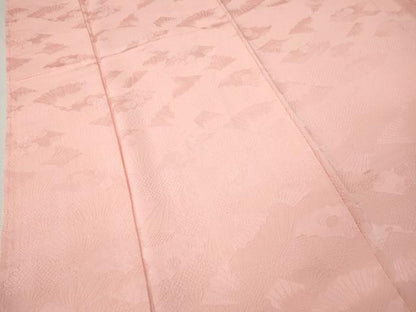 平和屋着物●上質な色無地　扇面花地紋　珊瑚色　正絹　逸品　CABL8753ut