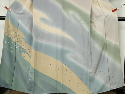 平和屋着物●訪問着　作家物　舞桜文　暈し染め　正絹　逸品　CABL8755ut