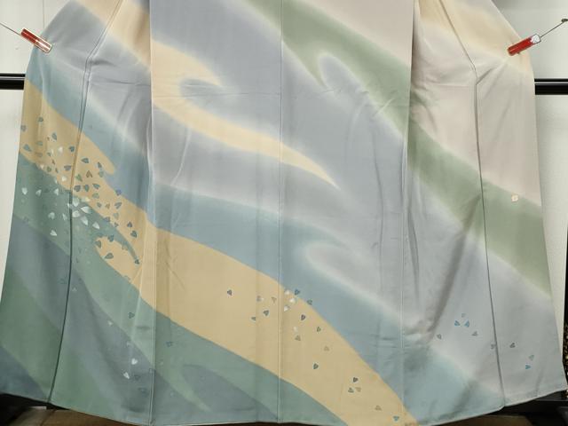 平和屋着物●訪問着　作家物　舞桜文　暈し染め　正絹　逸品　CABL8755ut