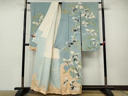 平和屋本店●セミアンティーク　振袖　枝葉文　金銀彩　正絹　逸品　CABL8758ut