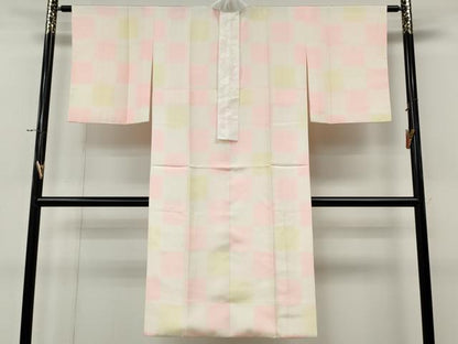 平和屋着物●長襦袢　袷　市松文　暈し染め　正絹　逸品　CABL8760ut
