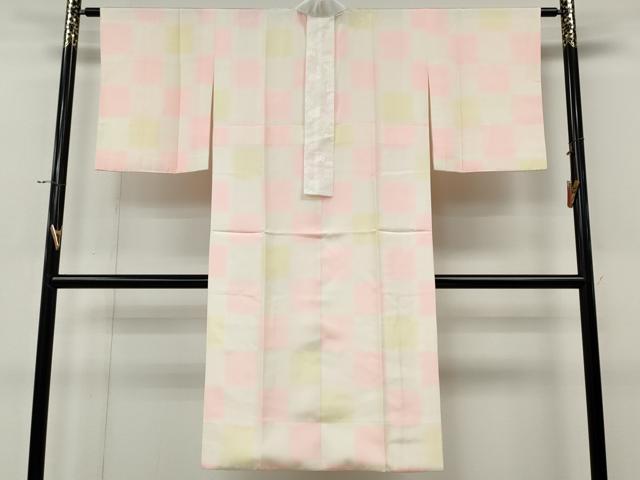 平和屋着物●長襦袢　袷　市松文　暈し染め　正絹　逸品　CABL8760ut