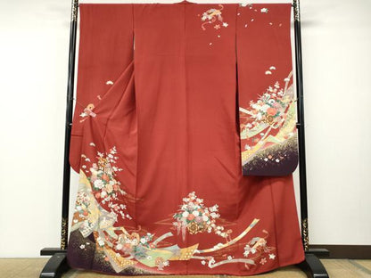 平和屋着物●豪華振袖　御所車花文　暈し染め　金彩　そごう扱い　正絹　逸品　CABL8768ut